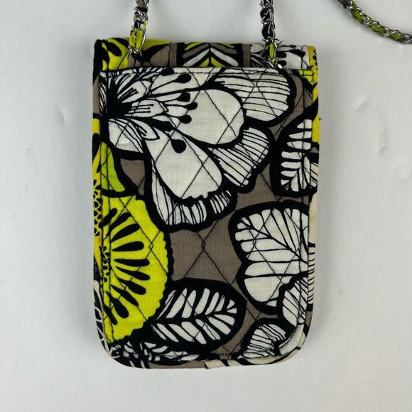 Vera Bradley Citron Green & Gray Phone Crossbody Purse Pouch - Picture 5 of 14